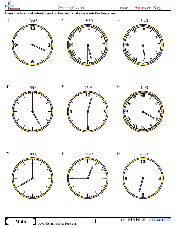  - Creating Clocks (15 Minute Increments) worksheet